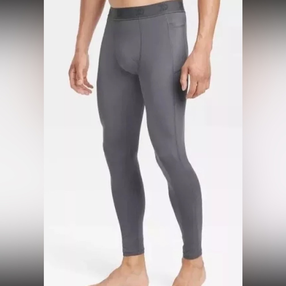All in Motion Men’s Gray Compression Leggings athletic tights NEW Small